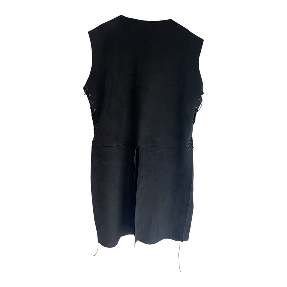 Goth tunic dress  long black corset sides size 3L pop over studded warrior - Picture 10 of 14